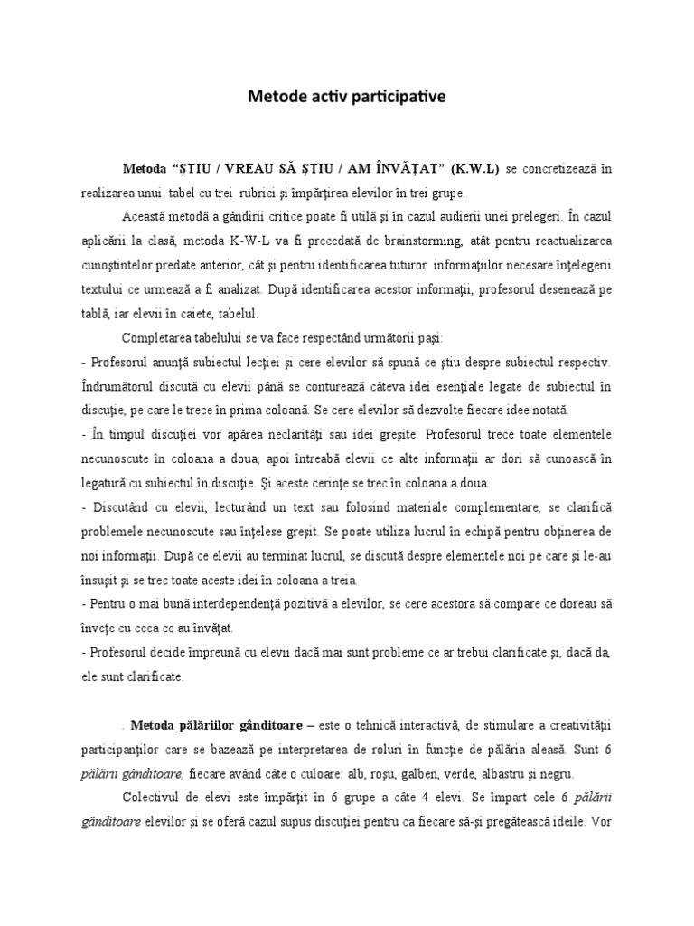 16 Metode Activ Participative | PDF