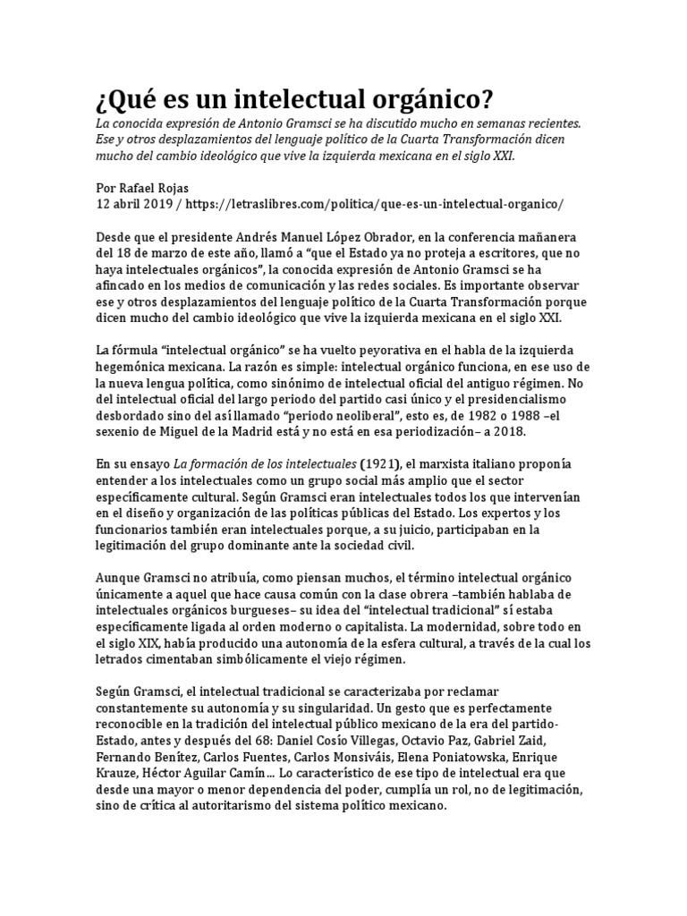 ¿Qué Es Un Intelectual Orgánico | PDF | Intelectual | México