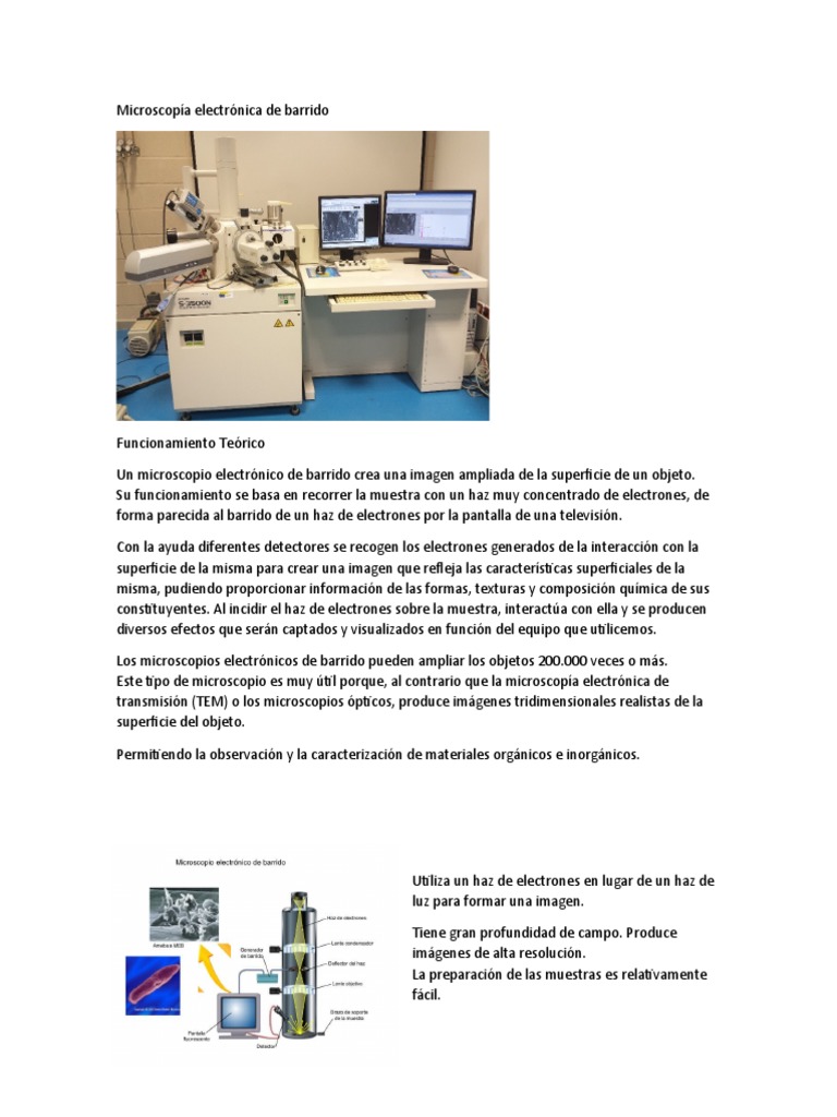 Microscopía Electrónica De Barrido Pdf Microscópio Electrónico