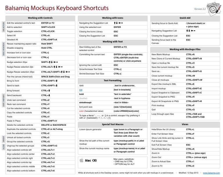Balsamiq Keyboard Shortcuts | PDF | Icon (Computing) | Computing