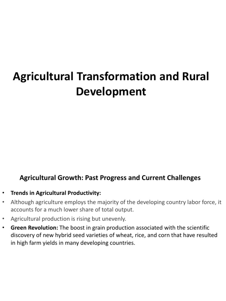 agricultural transformation and rural development essay