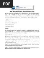 BIMT MBA College Gurgaon - Admission Procedure 2011