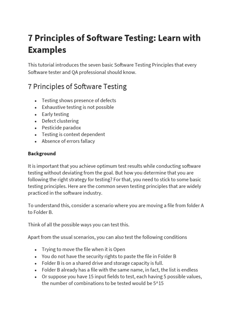 Chapter 2 - 7 Principles of Software Testing | PDF | Software Testing ...