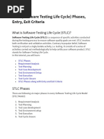 Chapter 4 - STLC (Software Testing Life Cycle) Phases, Entry, Exit Criteria