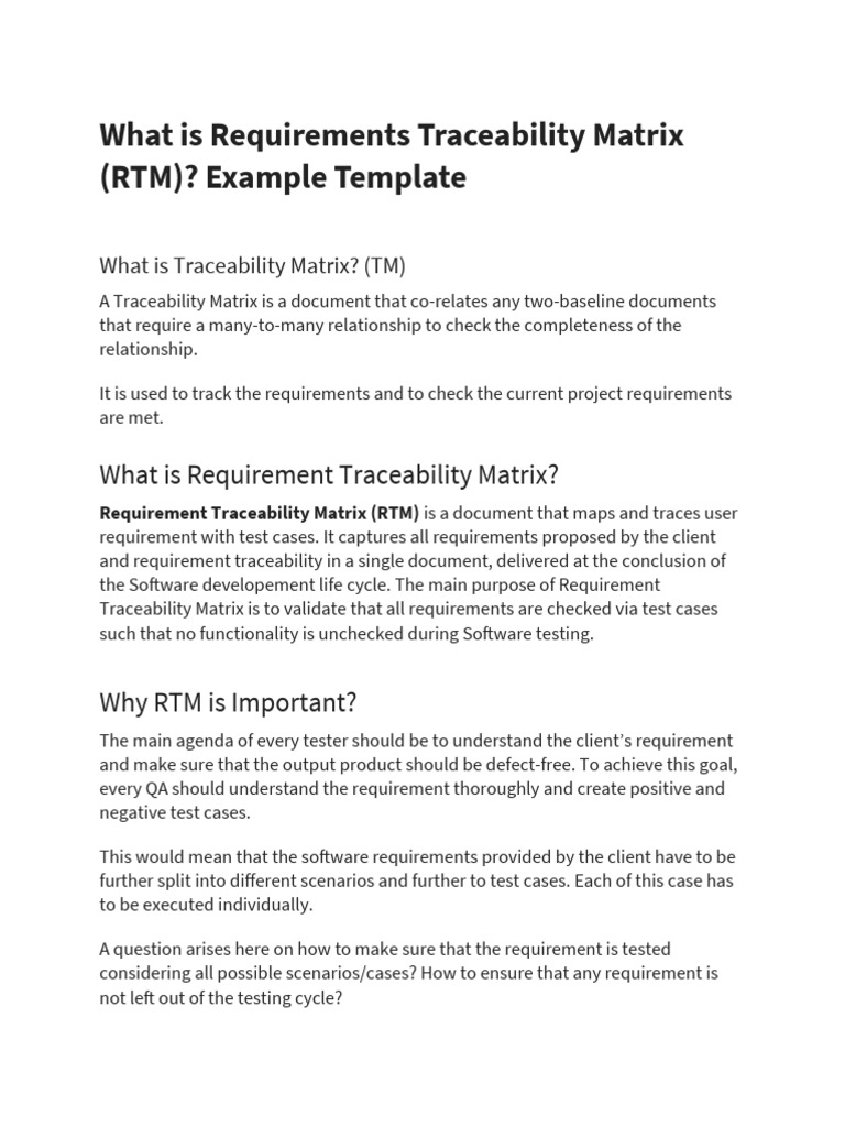 Chapter 2 - Requirements Traceability Matrix | PDF | Software Testing ...