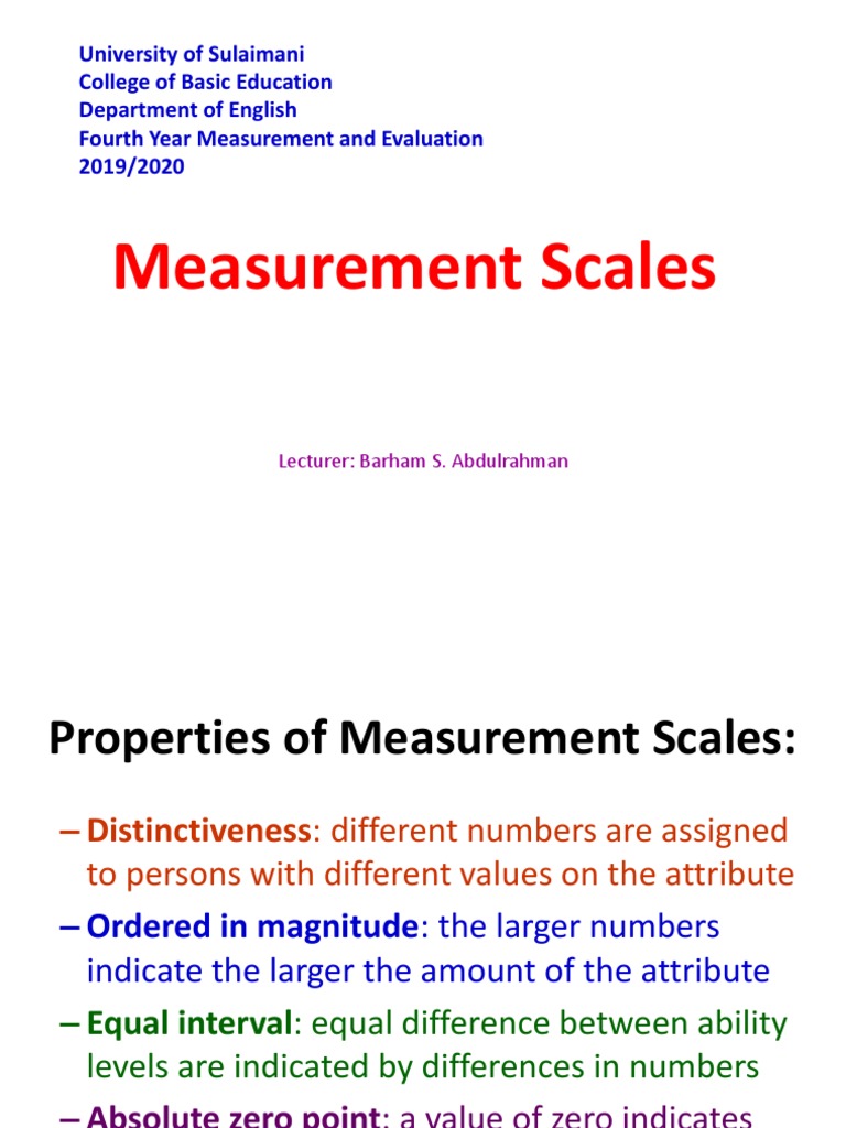 Measurement Scales PDF Level Of Measurement Physical Quantities
