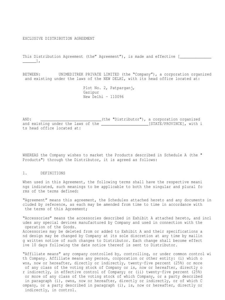 Distributor Agreement PDF Independent Contractor Insurance