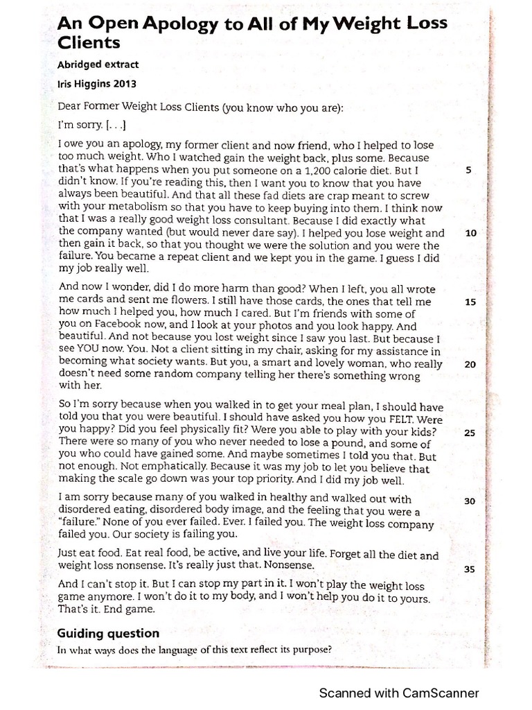 An Open Apology To All of My Weight Loss Clients | PDF