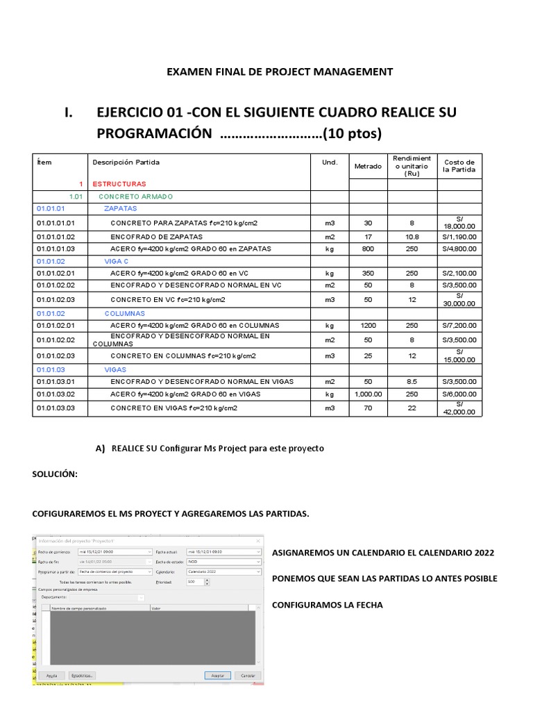 Programación de Proyecto en MS Project | PDF