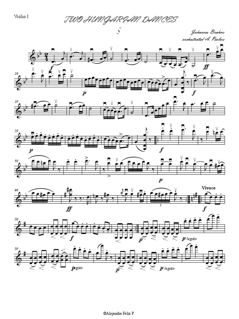 Danza Hungara Violin 1 Pdf Hungarian Dances Brahms Compositions