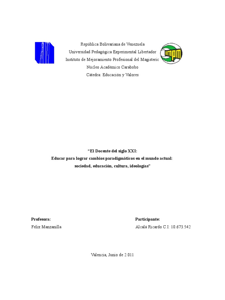 El Docente del Siglo XXI: Retos y Transformaciones | PDF | Sociedad ...