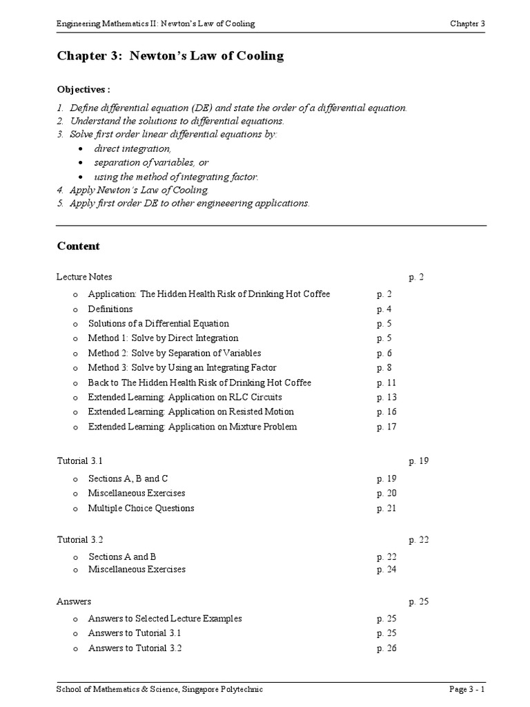 Newton's Law of Cooling Overview | PDF | Differential Equations ...