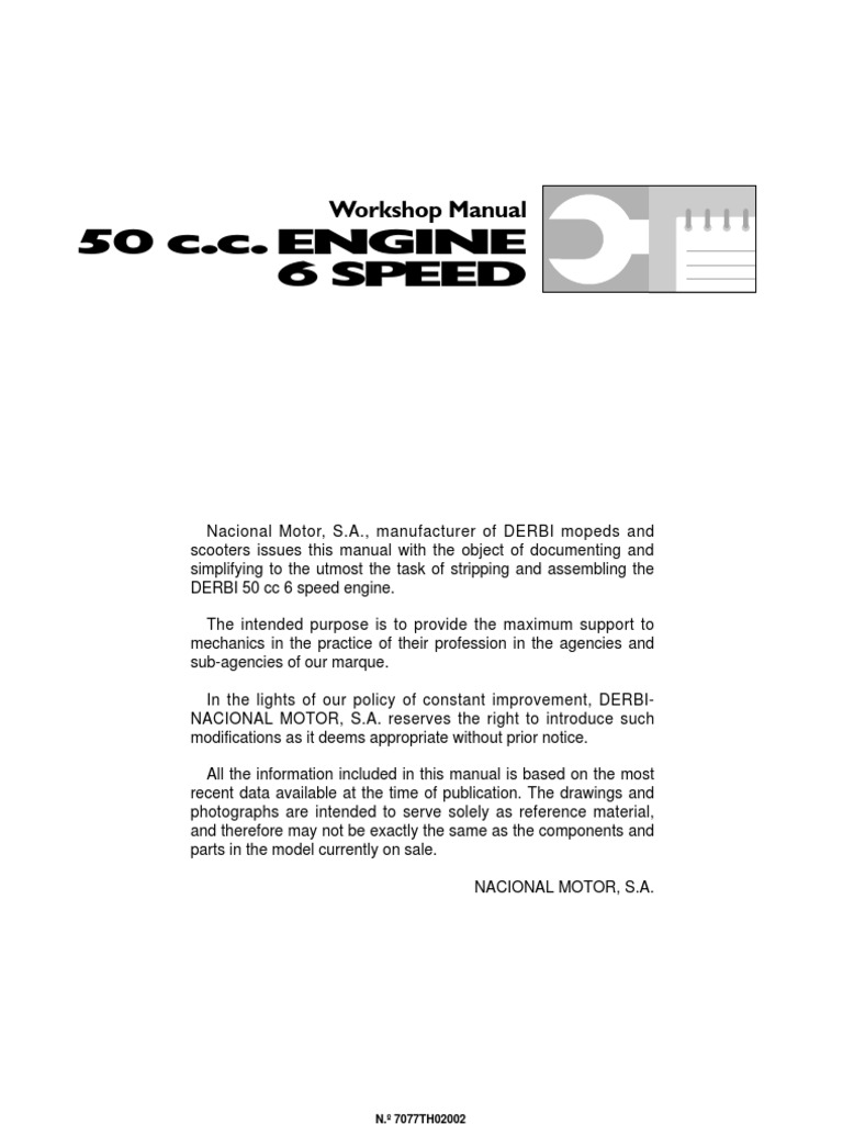 Derbi Senda Service Manual DRD Model | Carburetor | Transmission (Mechanics)