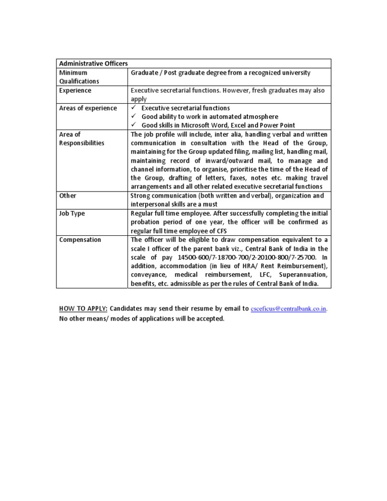 Administrative Officer Job Profile | PDF