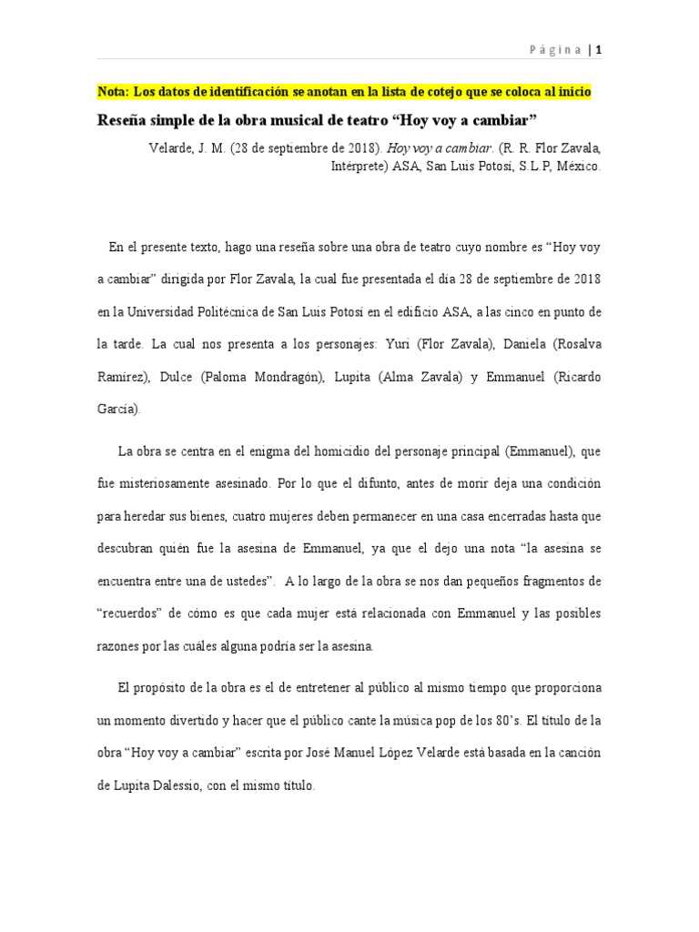 Ejemplo de Reseña Simple | PDF