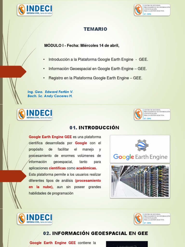 Tema #1 INTRODUCCIÓN A LA PLATAFORMA DE GOOGLE EARTH ENGINE 13 de Abril ...