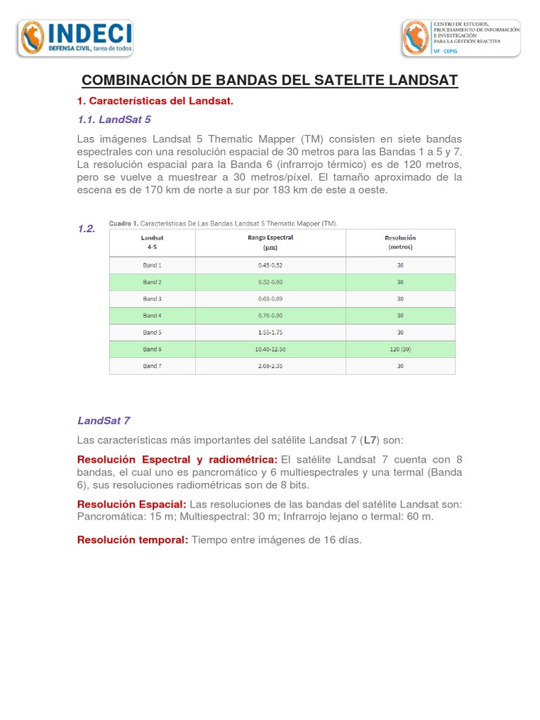 Combinación RGB con bandas del satélite Landsat 5 | PDF | Color | Verde