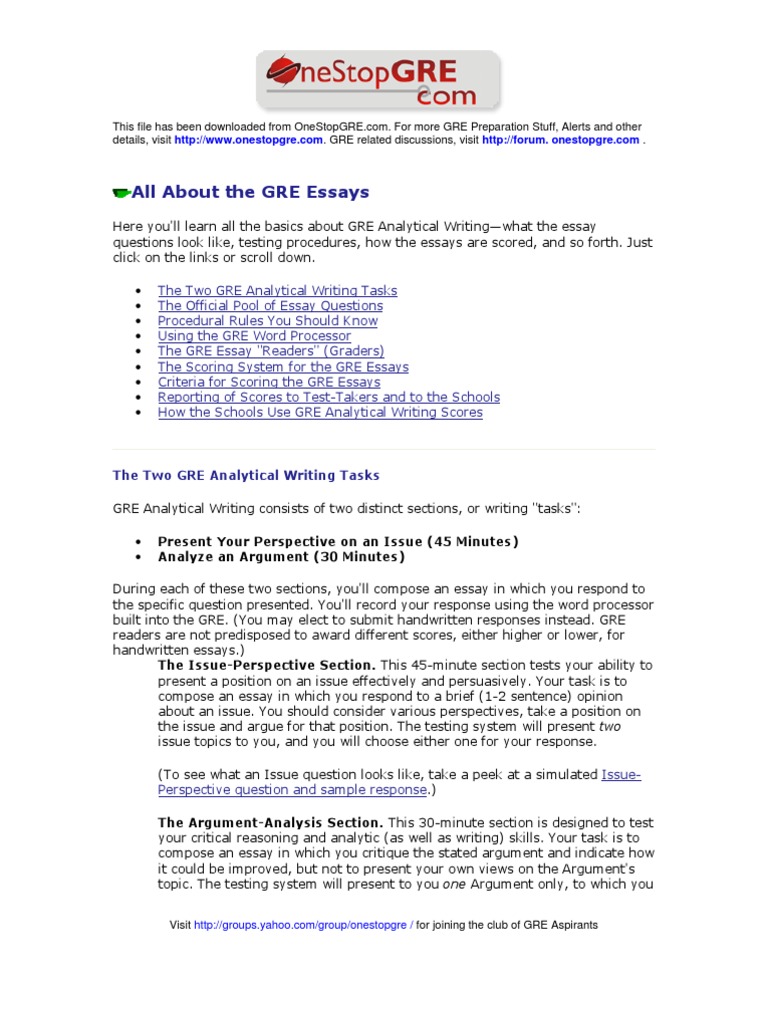 All About The GRE Essays | PDF