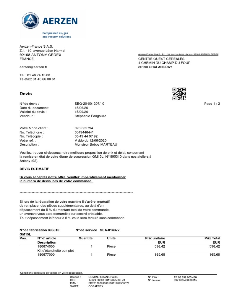 Devis Réparation Surpression GM15L | PDF | Taxe sur la valeur ajoutée ...