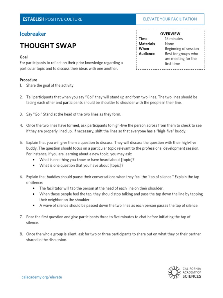 Icebreakers ActivityInstructions PDF Memory Meal