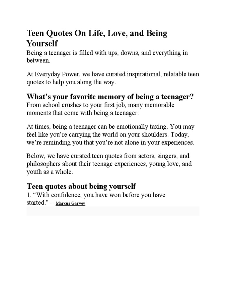 Teen Quotes On Life | PDF | Adolescence | Parenting, image size:768x1024