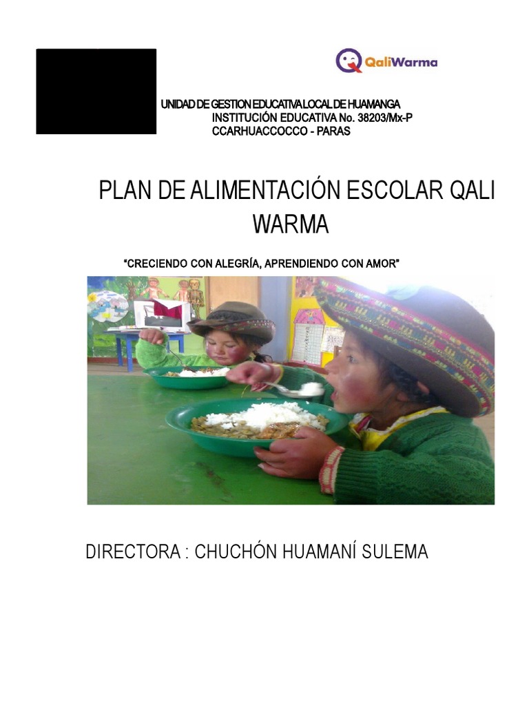Plan de Alimentación Escolar Qali Warma | PDF | Alimentos | Agua