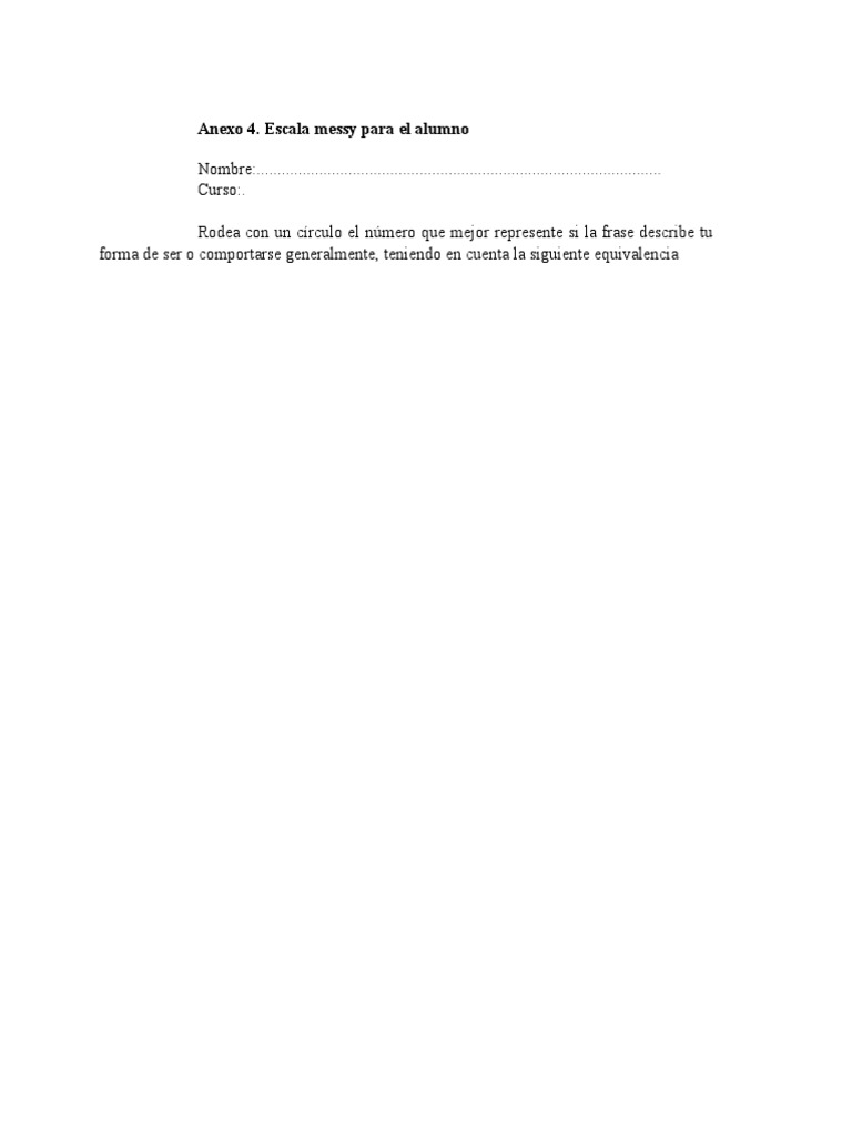 Escala Messy para Evaluación Personal | PDF