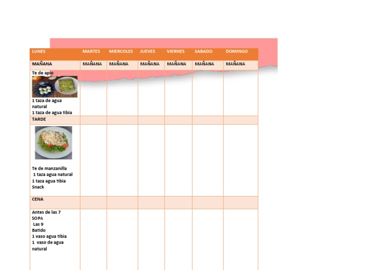 Plan de Comidas Semanal Saludable | PDF | Cocina, comidas y vino ...