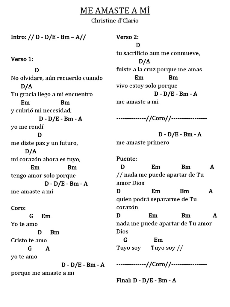 Me Amaste a Mí - Letra y Acordes | PDF