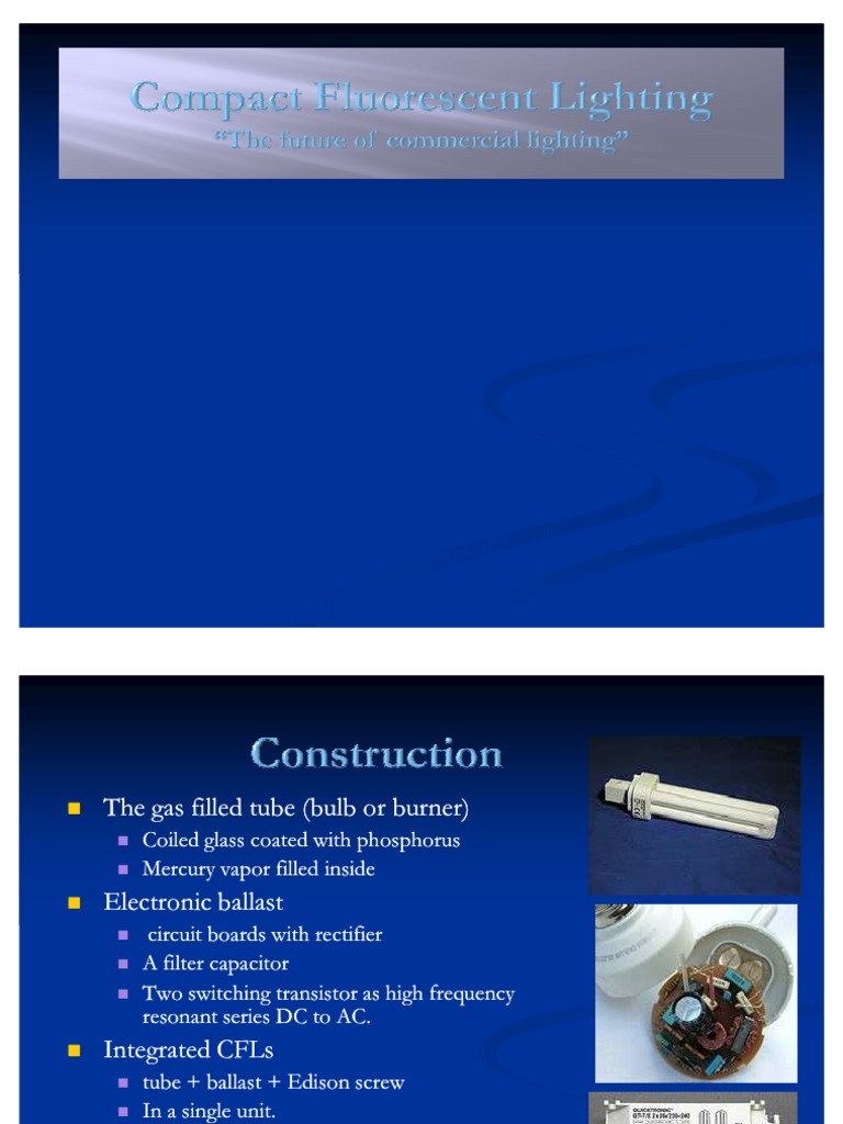 CFL Lamp Construction and Working | PDF | Compact Fluorescent Lamp ...