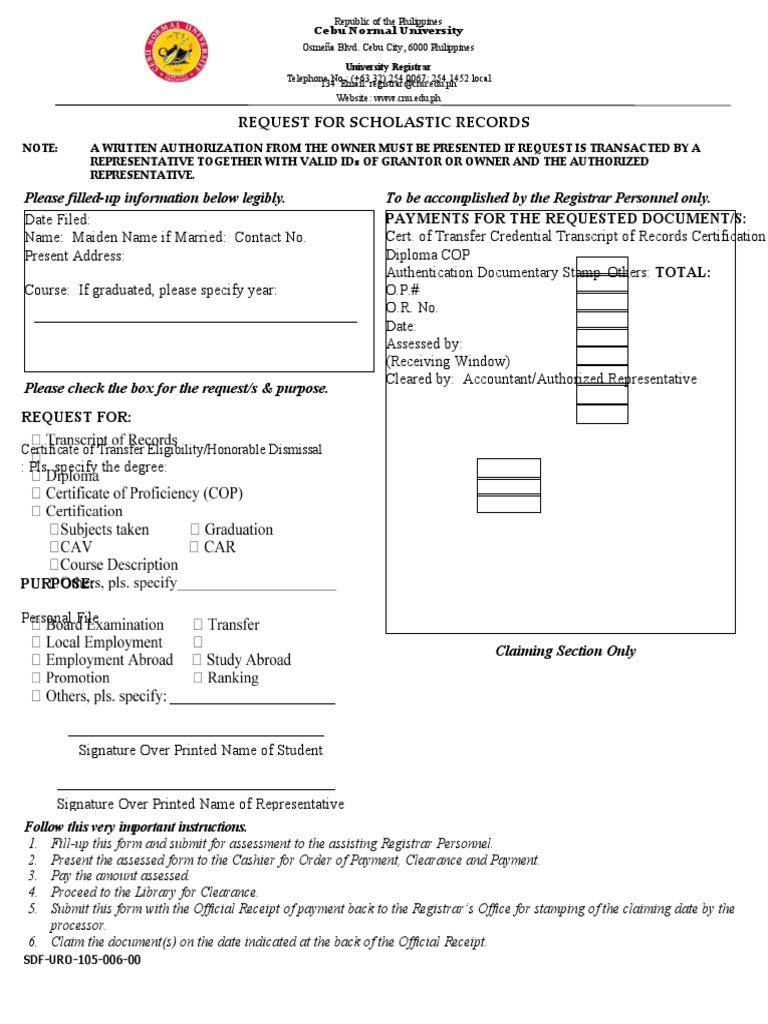 CNU Transcript Request Process | PDF