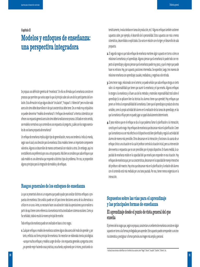 Modelos y enfoques de enseñanza | PDF | Método de enseñanza | Aprendizaje