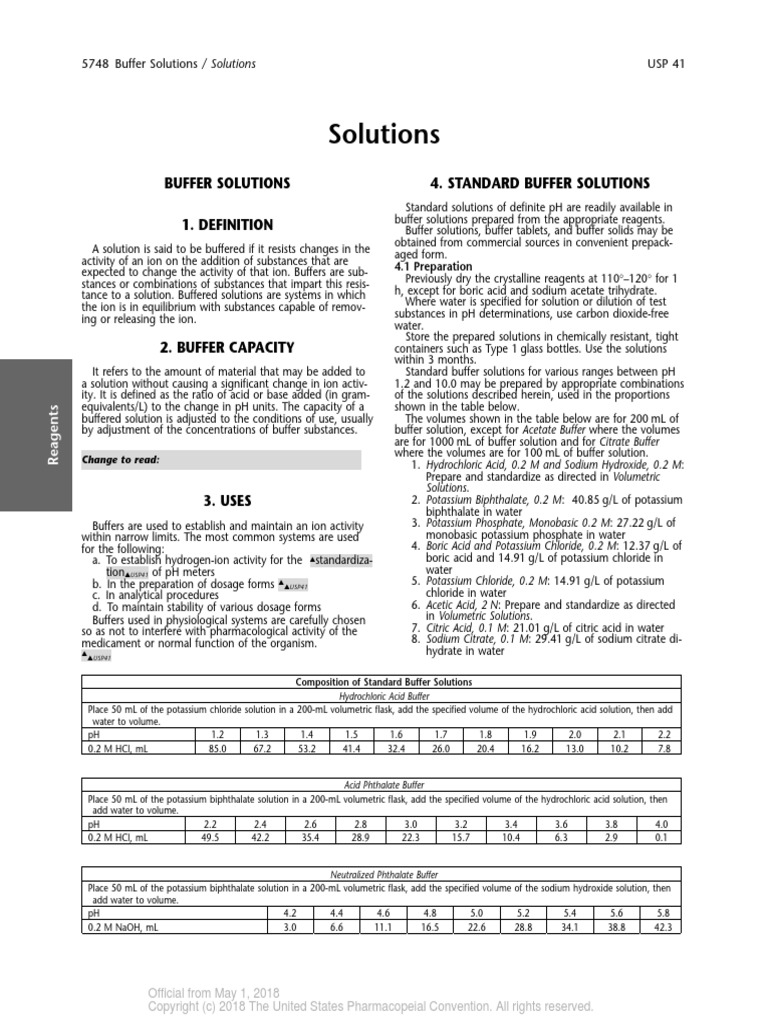 Buffer Solutions PDF Buffer Solution Ph