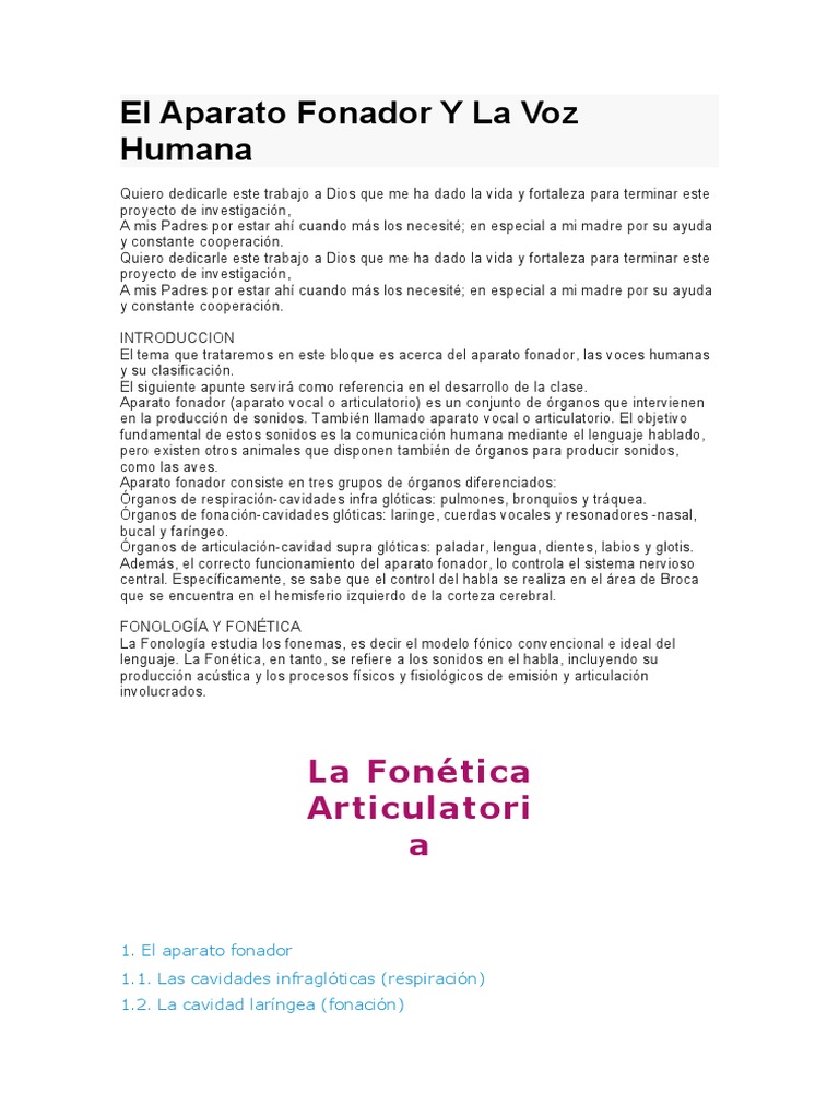 El Aparato Fonador Y La Voz Humana | PDF | Laringe | Fonética