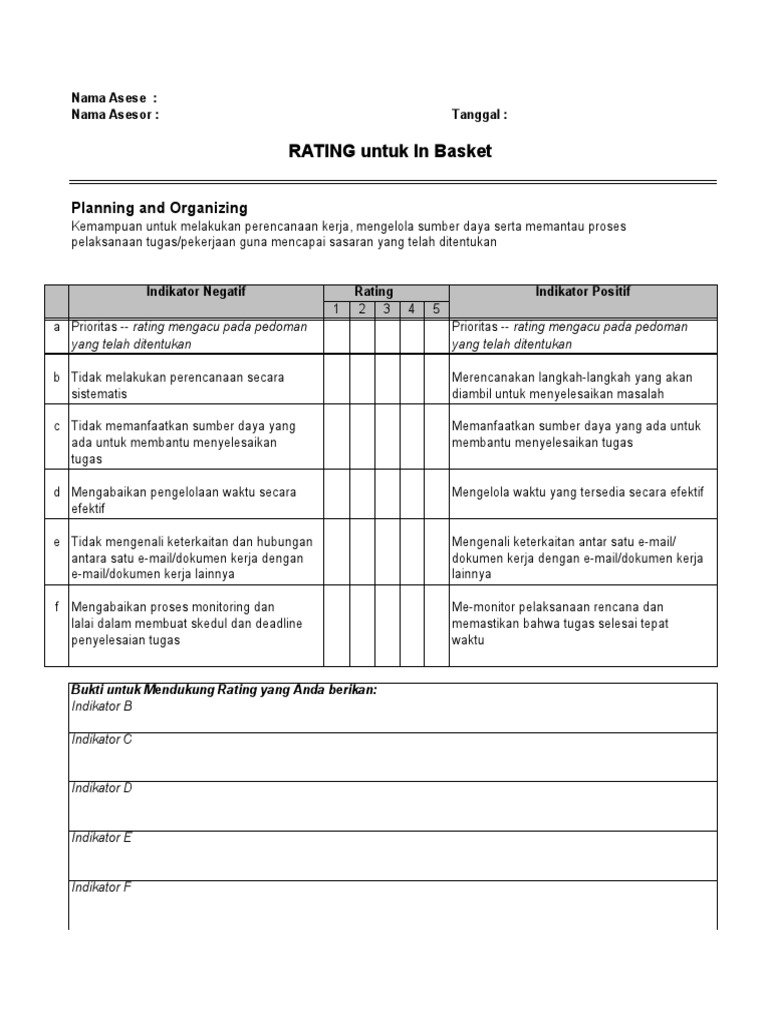 In-Basket - Rating Form | PDF