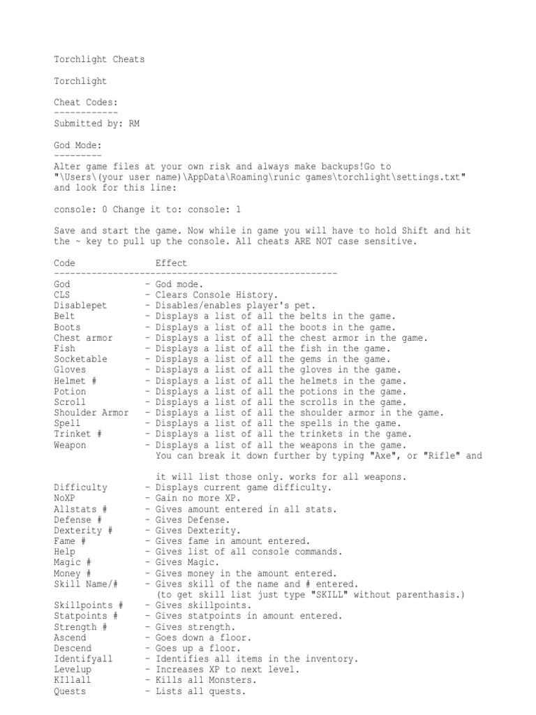 Torchlight Cheats and Hints A Comprehensive Guide to Using Console