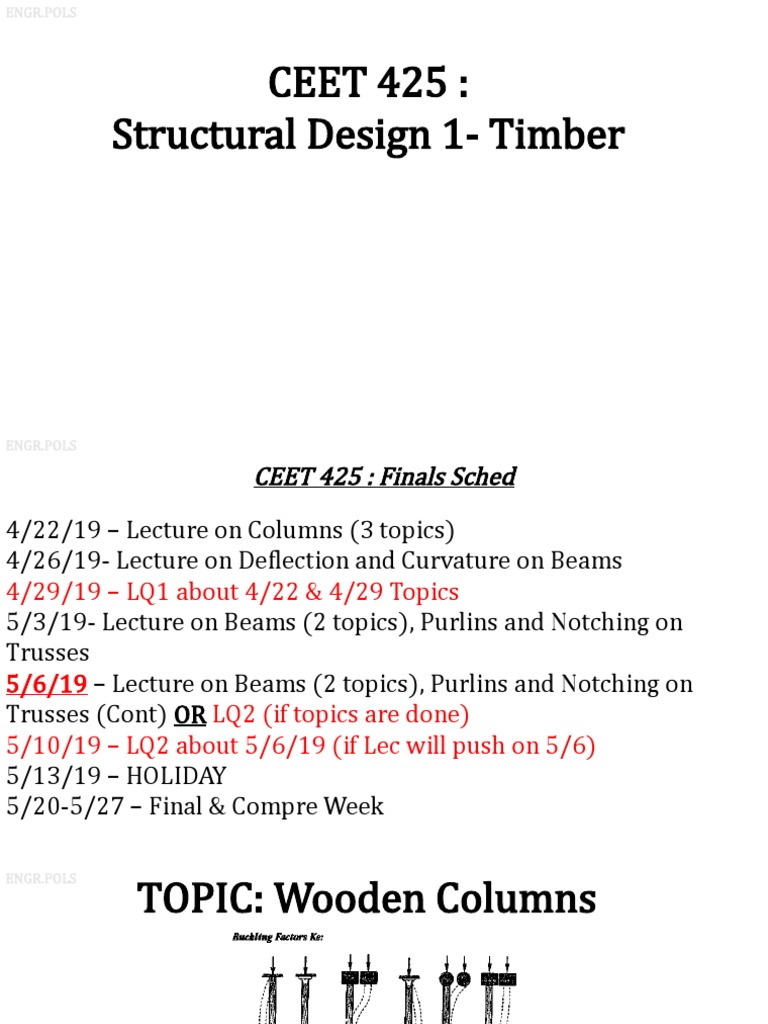 Timber Structural Design: Columns Guide | PDF | Column | Young's Modulus