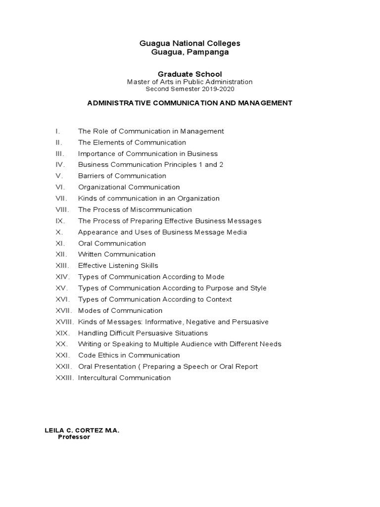 Administrative Com Syllabus | PDF | Business | Social Science