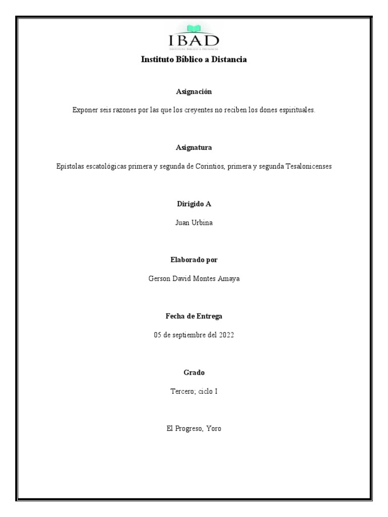 Razones por las que no se reciben dones espirituales | PDF | espíritu ...