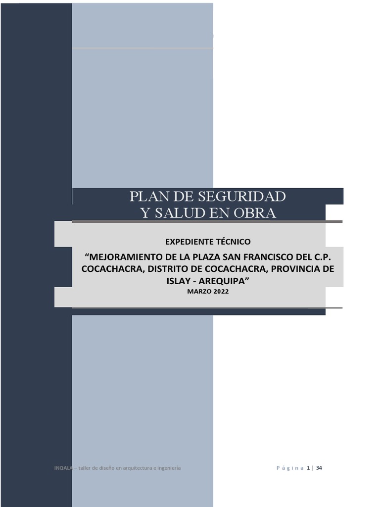 Plan de Seguridad y Salud en Obra Cocachacra | PDF | Seguridad y salud ...