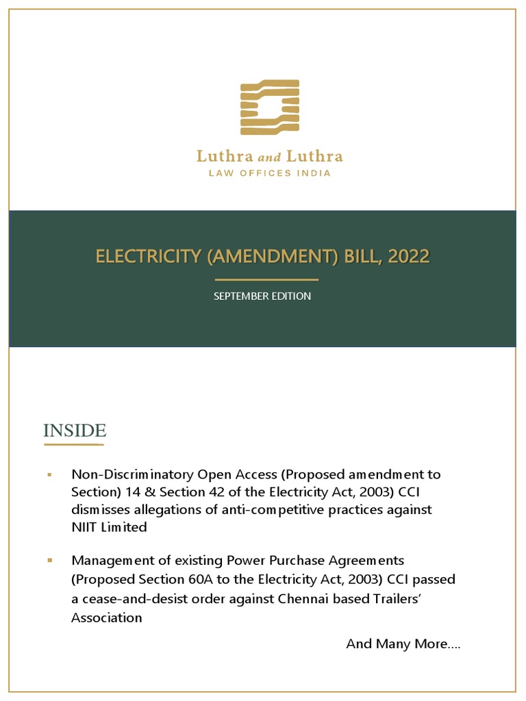 Electricity Amendment Bill 2022 PDF Government Economies