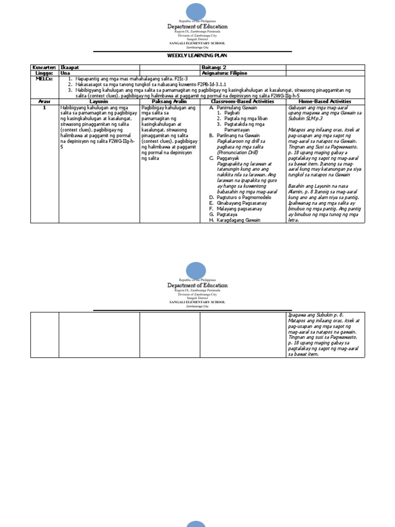 weekly-learning-plan-sample-pdf