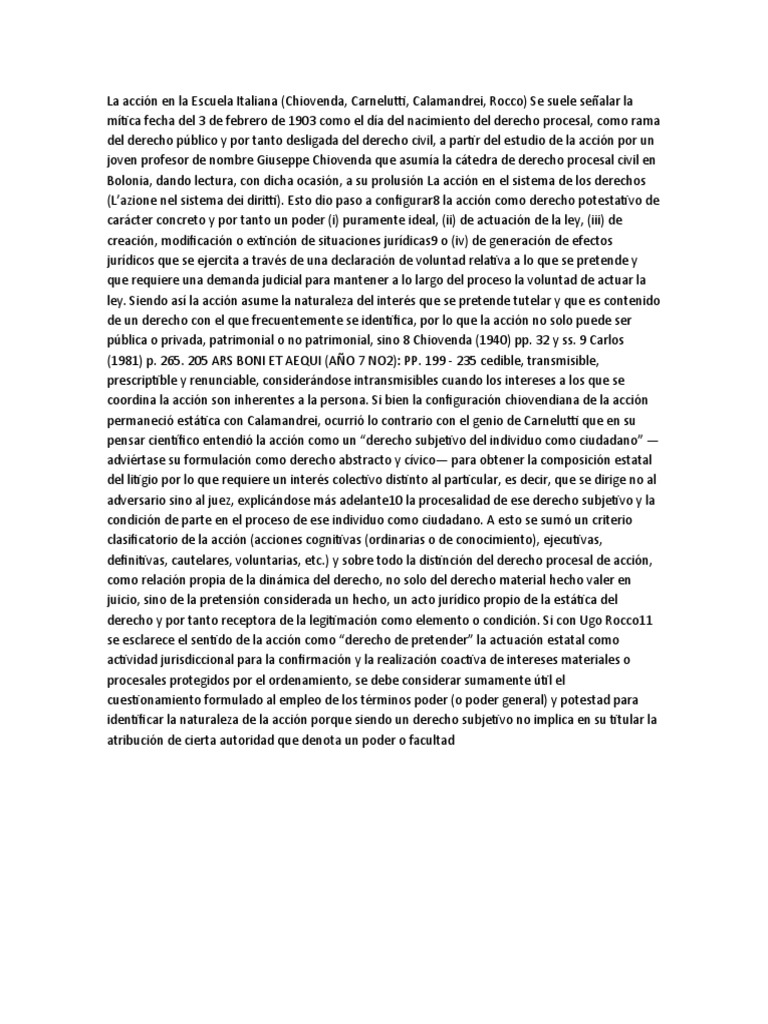 La acci n en la escuela italiana pdf ley procesal justicia