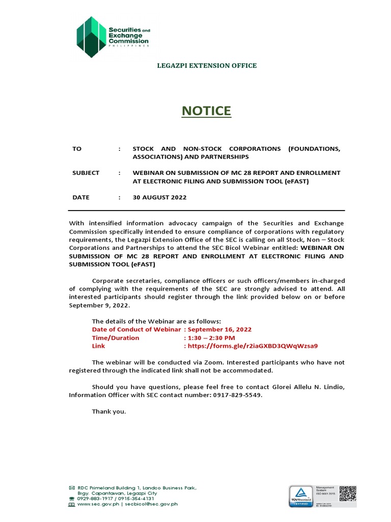 Notice 31 August 2022 | PDF