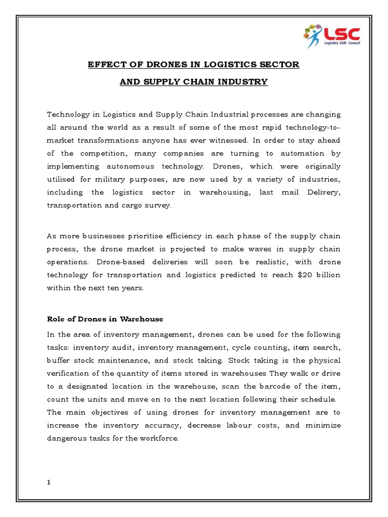 Effect of Drones in Logistics Sector and Supply Chain Industry PDF