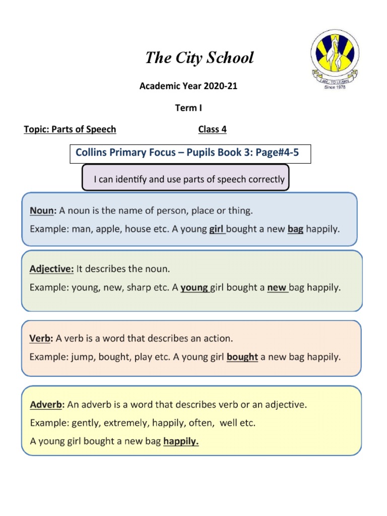 English Class 4 Grammar Worksheet Week2 21-22 | PDF