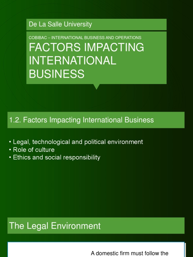 Factors Influencing International Business | PDF | Corporate Social ...