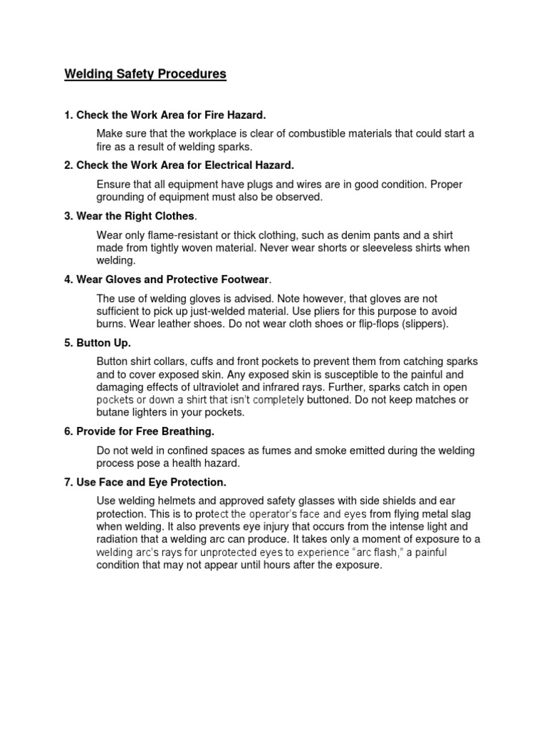 Welding Safety Procedures PDF