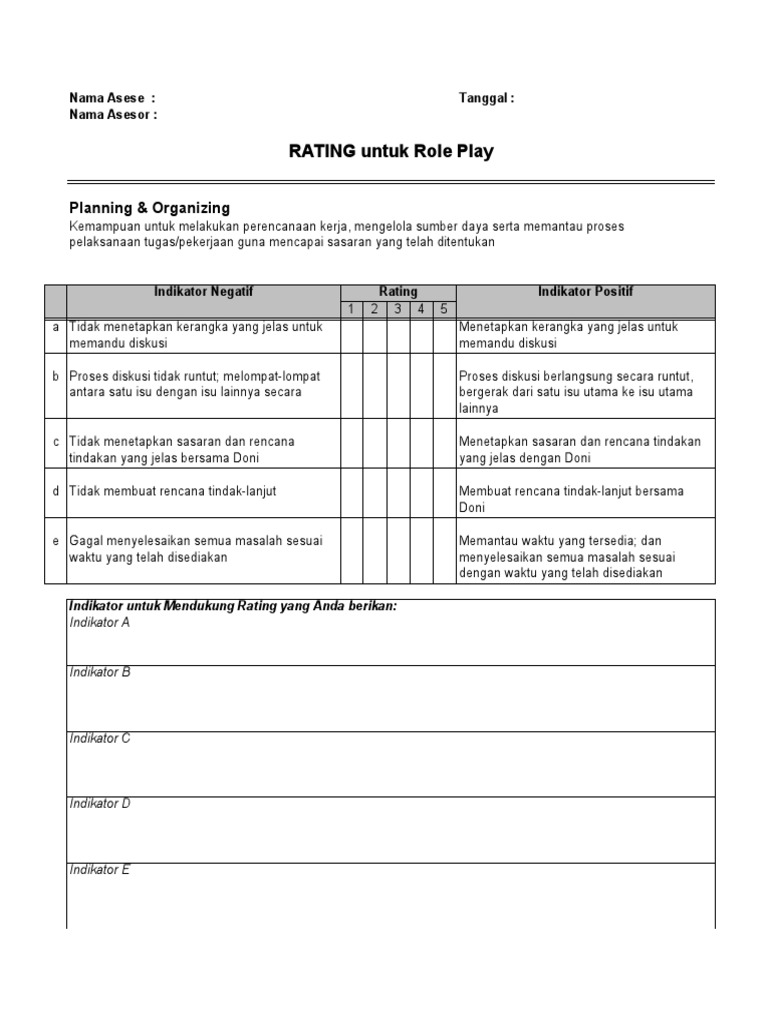 Penilaian Role Play dan Rating | PDF