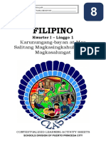 Filipino8 q1 CLAS1 Karunungang Bayan at Mga Salitang Magkasingkahulugan at Magkasalungat v1 1 RHEA ANN NAVILLA